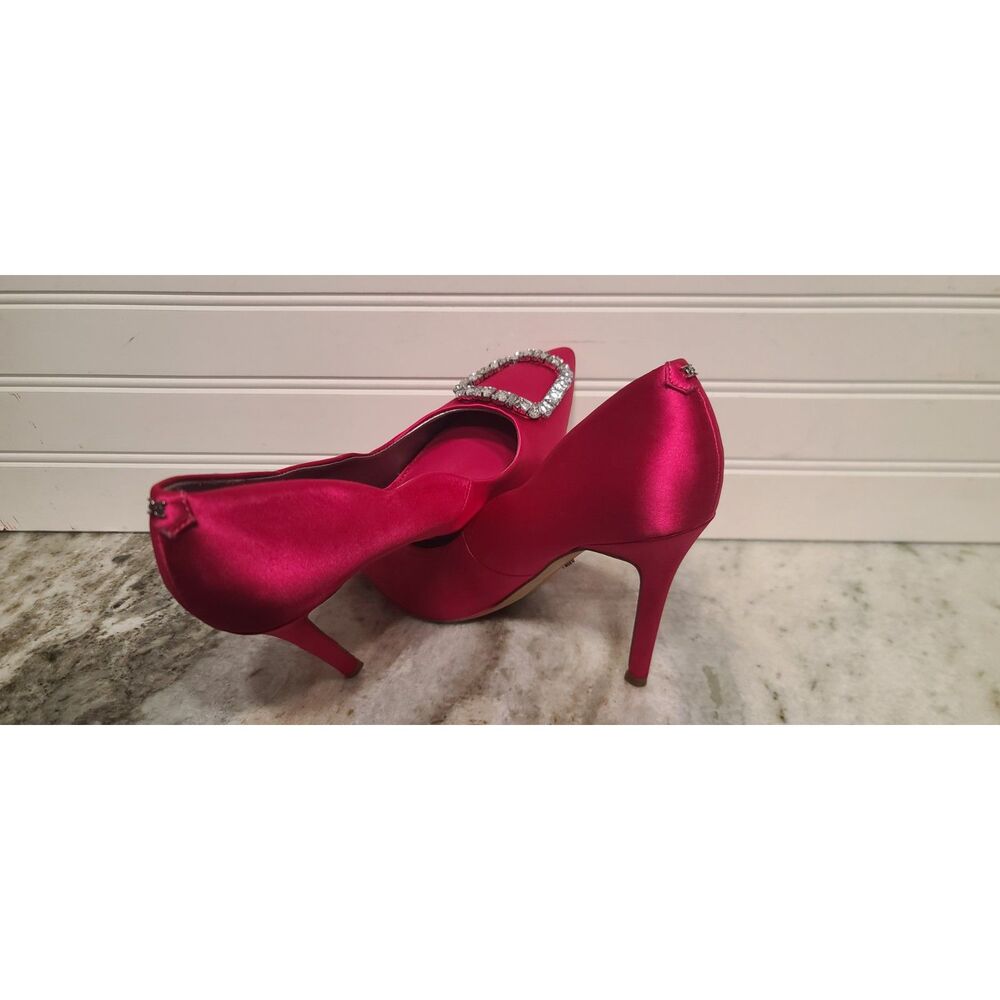 Sam Edelman Womens Harriett Pointed Toe Hot Pink Satin Pumps Size 8.5 NWT